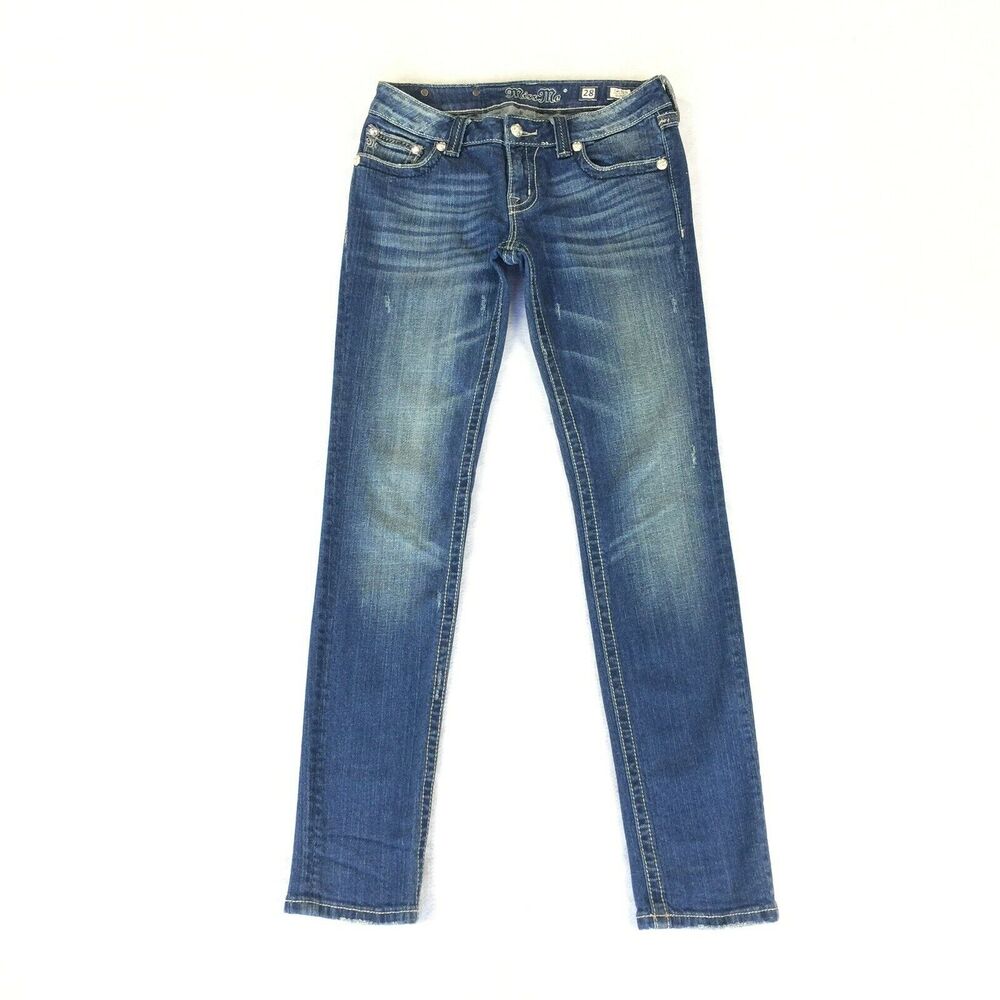 Miss Me Skinny Leg Jeans Size 28 Womens Flap Pocket Medium Wash Designer Demim